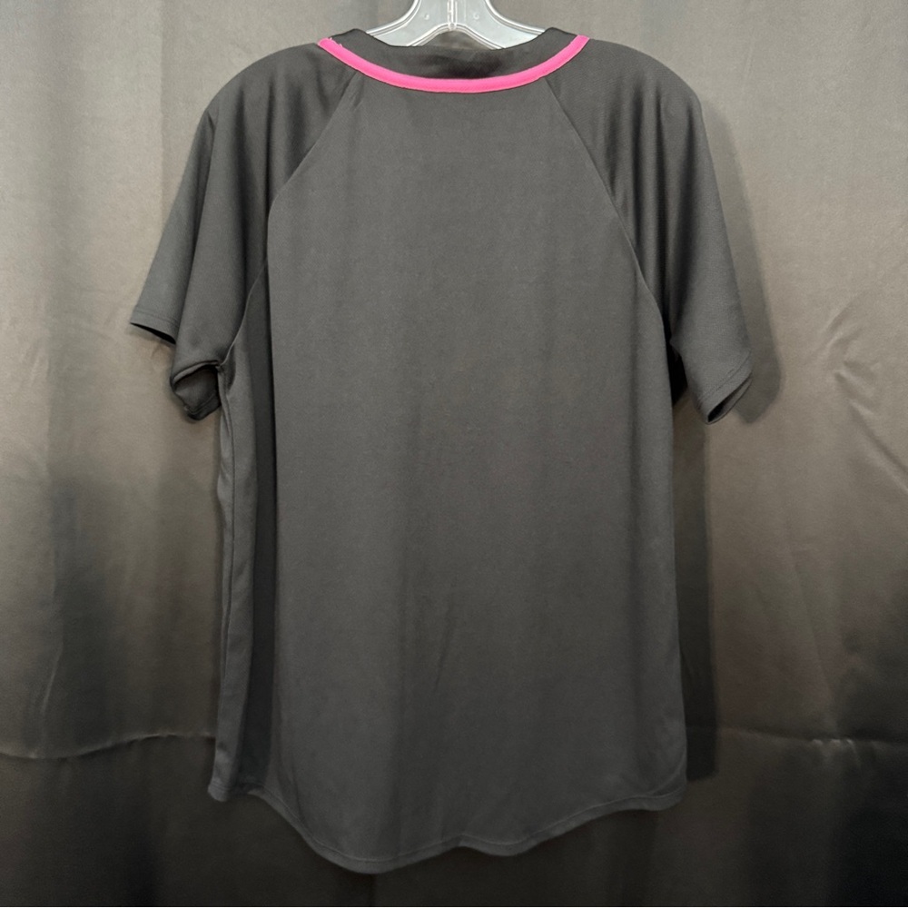 Excellent! Forever 21 × Barbie Women Black Pink Baseball Jersey Top Size M - Picture 2 of 5
